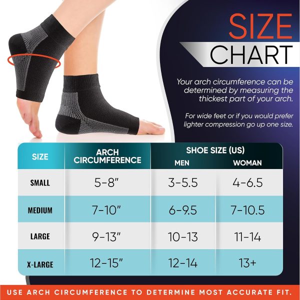 PhysFlex Compression Socks for Plantar Fasciitis, Achilles Tendonitis Relief - (1 Pair) Ankle Compression Sleeve for Heel Spurs, Foot Swelling & Fatigue - Arch Support Brace for Everyday Use - Image 2