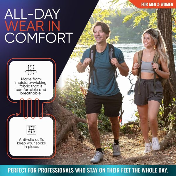 PhysFlex Compression Socks for Plantar Fasciitis, Achilles Tendonitis Relief - (1 Pair) Ankle Compression Sleeve for Heel Spurs, Foot Swelling & Fatigue - Arch Support Brace for Everyday Use - Image 5