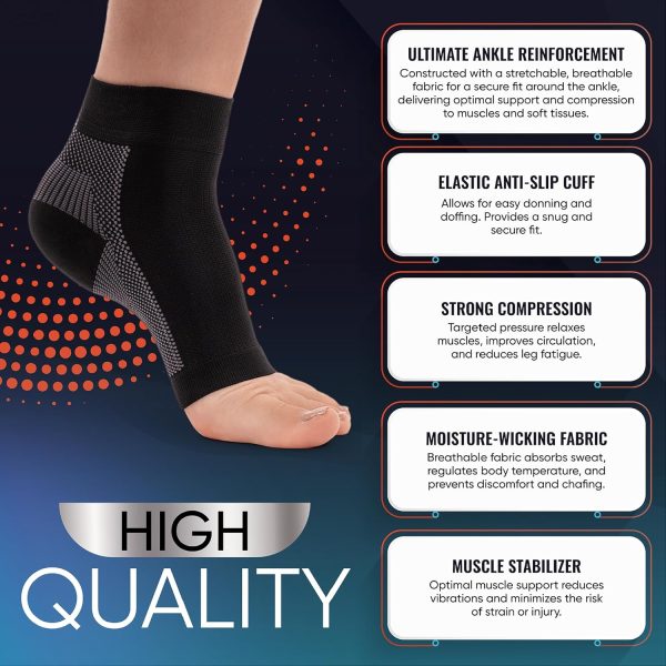 PhysFlex Compression Socks for Plantar Fasciitis, Achilles Tendonitis Relief - (1 Pair) Ankle Compression Sleeve for Heel Spurs, Foot Swelling & Fatigue - Arch Support Brace for Everyday Use - Image 6