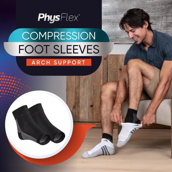 PhysFlex Compression Socks for Plantar Fasciitis, Achilles Tendonitis Relief - (1 Pair) Ankle Compression Sleeve for Heel Spurs, Foot Swelling & Fatigue - Arch Support Brace for Everyday Use - Image 7