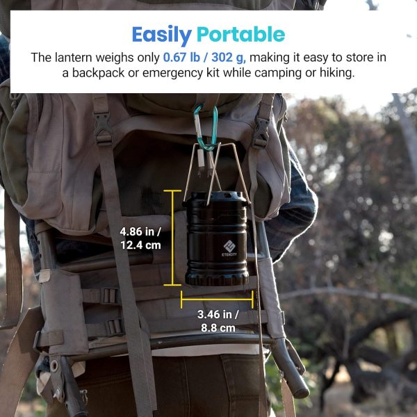 Etekcity Lantern Camping Essentials , Led Flashlight for Power Outages, Battery Operated Lights for Emergency Supplies, Survival Kit and Gear for Hurricane, 2 Pack, Black - Image 3