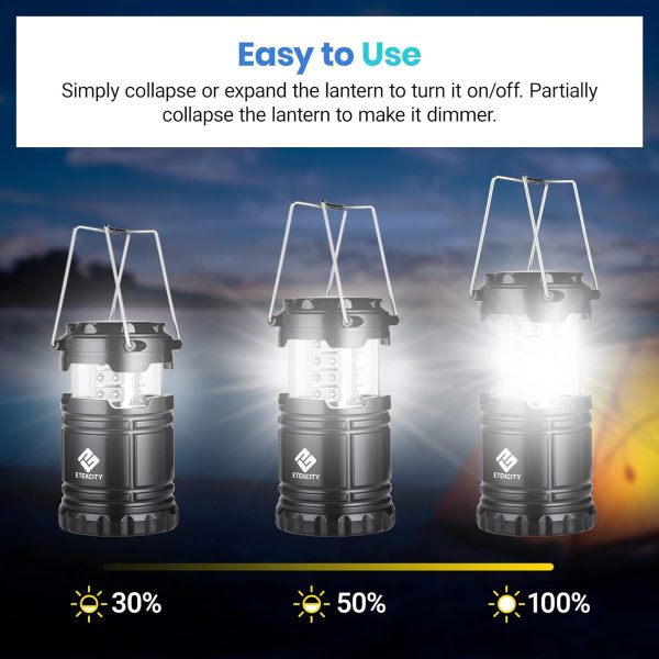 Etekcity Lantern Camping Essentials , Led Flashlight for Power Outages, Battery Operated Lights for Emergency Supplies, Survival Kit and Gear for Hurricane, 2 Pack, Black - Image 4