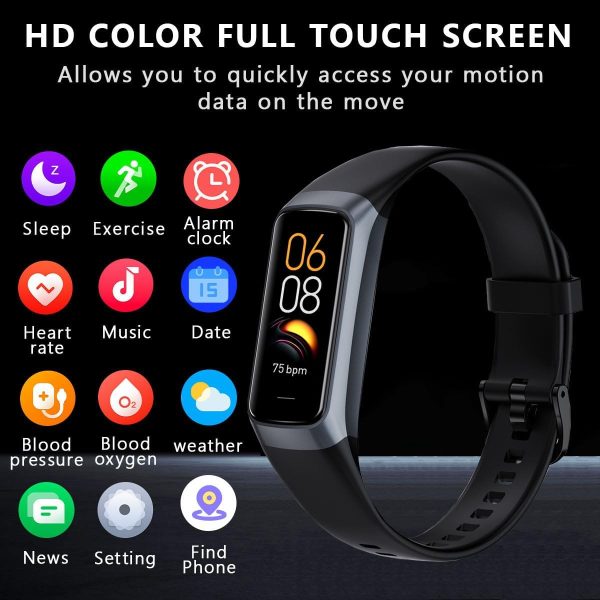 Fitness Tracker with 24/7 Heart Rate Blood Oxygen Sleep Monitor,Activity Tracker with 1.1" AMOLED Touch Color Screen, Multiple Sport Modes Step Counter,IP68 Waterproof for Andriod iPhone Women Men - Image 2