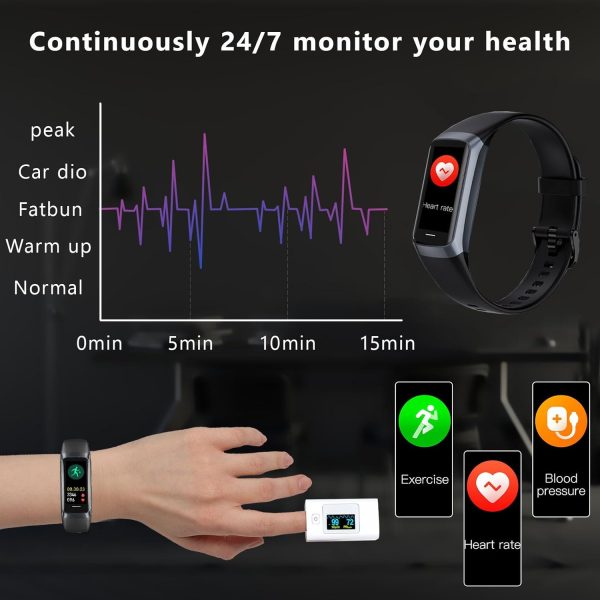 Fitness Tracker with 24/7 Heart Rate Blood Oxygen Sleep Monitor,Activity Tracker with 1.1" AMOLED Touch Color Screen, Multiple Sport Modes Step Counter,IP68 Waterproof for Andriod iPhone Women Men - Image 6