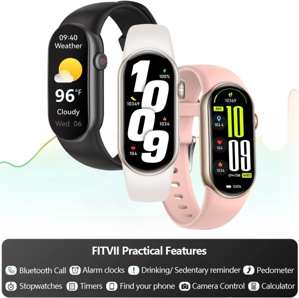 FITVII Ole Fitness Tracker with 24/7 Heart Rate and Blood Pressure Monitor, Blood Oxygen Sleep Tracking Step Calories Counter IP68 Waterproof Activity Tracker for Women Men - Image 6