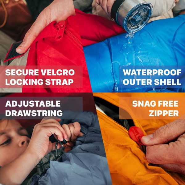 MalloMe Sleeping Bags for Adults Cold Weather & Warm - Backpacking Camping Sleeping Bag for Kids 10-12, Girls, Boys - Lightweight Compact Camping Essentials Gear Accessories Hiking Sleep Must Haves - Image 4