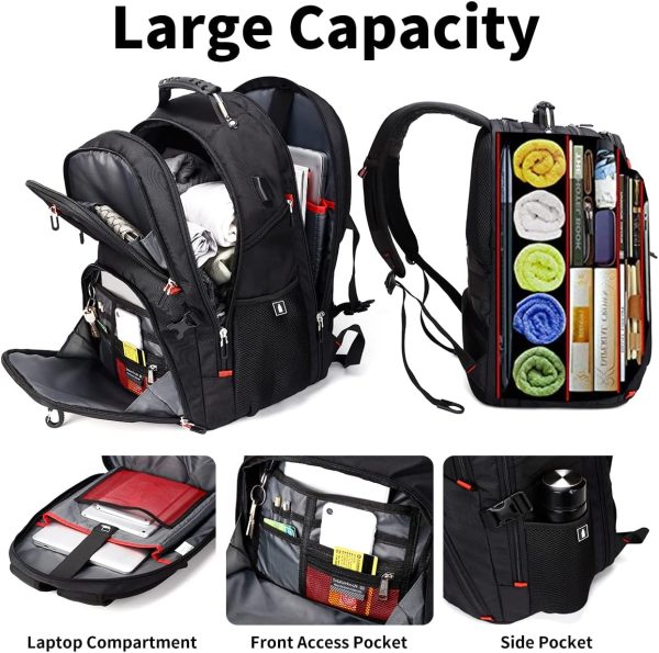 SHRRADOO Extra Large 50L Travel Laptop Backpack with USB Charging Port, College Backpack Airline Approved Business Work Bag Fits 17 Inch Computer for Men Women - Image 5