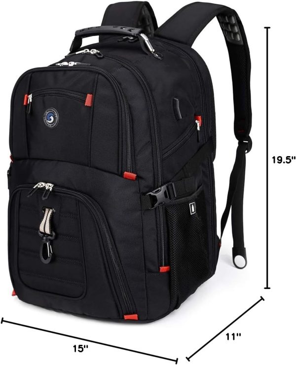 SHRRADOO Extra Large 50L Travel Laptop Backpack with USB Charging Port, College Backpack Airline Approved Business Work Bag Fits 17 Inch Computer for Men Women - Image 8