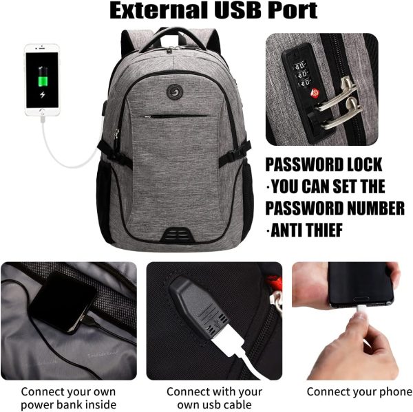 SHRRADOO Travel Laptop Backpack, Business Anti Theft Slim Durable Laptops Backpack with USB Charging Port, College High School Computer Bag for Men Women Fits 16.3 Inch Notebook - Image 2