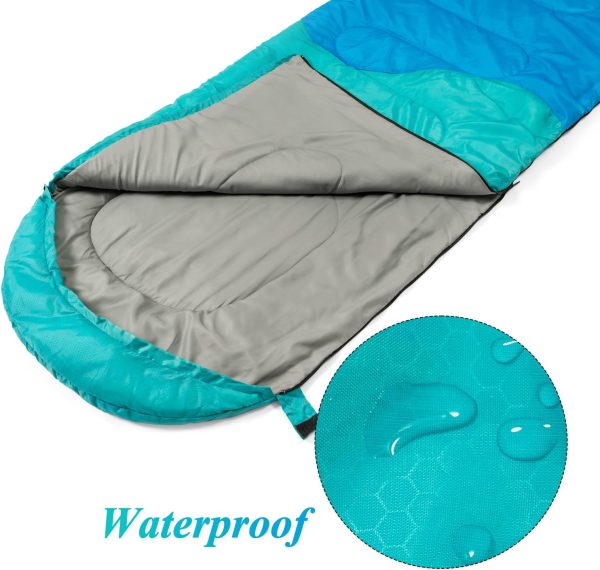 Sleeping Bag - 3 Seasons for Adults Kids Boys Girls Camping Hiking - Warm Cold Weather Lightweight Portable with Compression Bag for Backpacking in Spring, Summer, Fall and Winter - Image 3