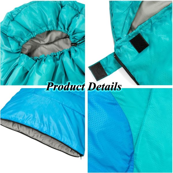 Sleeping Bag - 3 Seasons for Adults Kids Boys Girls Camping Hiking - Warm Cold Weather Lightweight Portable with Compression Bag for Backpacking in Spring, Summer, Fall and Winter - Image 4