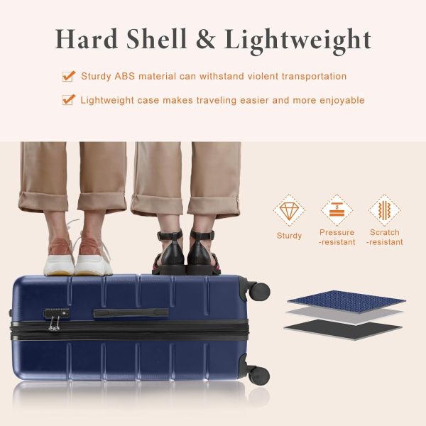 24 inch Luggage, Hard Shell ABS Suitcase with Double Spinner Wheels, Lightweight Expandable Rolling Luggage with TSA Lock - Image 3