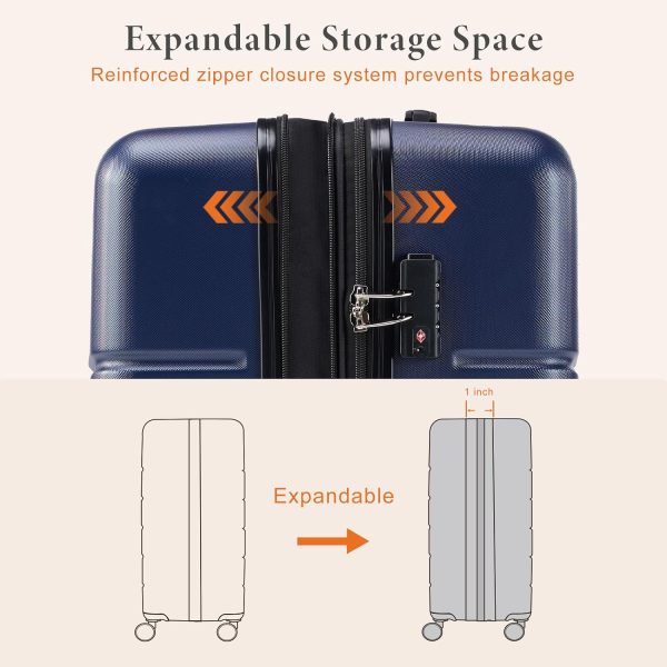 24 inch Luggage, Hard Shell ABS Suitcase with Double Spinner Wheels, Lightweight Expandable Rolling Luggage with TSA Lock - Image 7