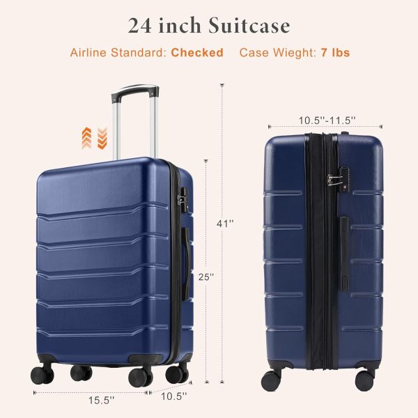 24 inch Luggage, Hard Shell ABS Suitcase with Double Spinner Wheels, Lightweight Expandable Rolling Luggage with TSA Lock - Image 8