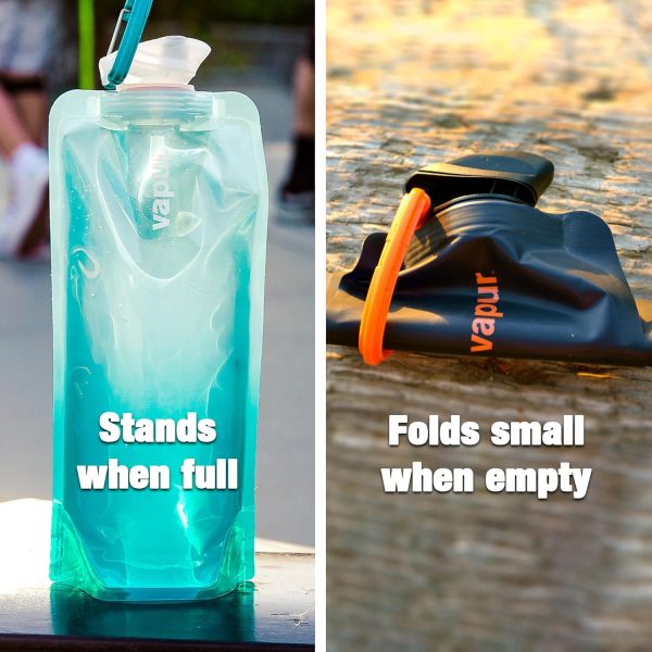 Vapur Flexible, Collapsible Wide Mouth Anti-Bottle with Detachable Carabiner, Convenient, Portable Hydration for Travel and Outdoor Adventures, 34 Ounce, Night Blue, Pack of 1 - Image 3